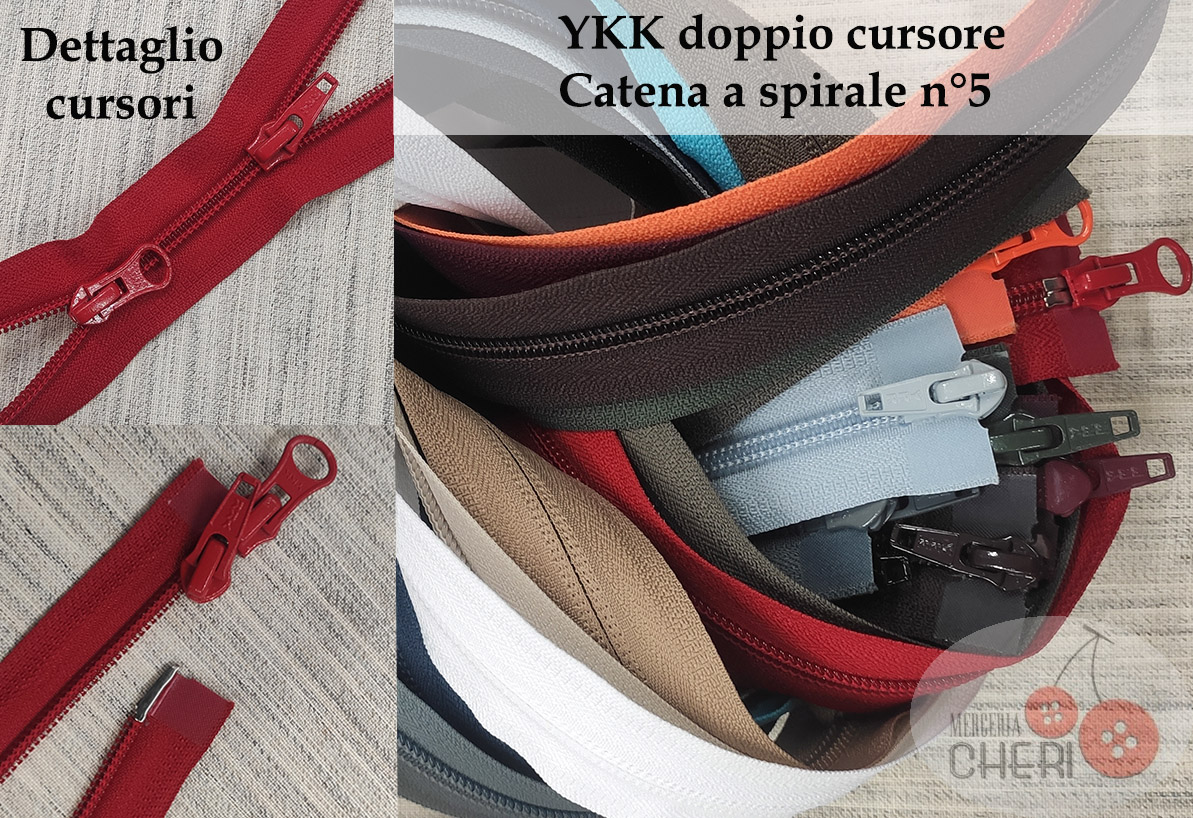 YKK zip doppio cursore spirale cm. 85 - Merceria Cheri - Rimini